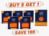 Buy 5 packs salmon portions (200g) get 1 pack smoked salmon (100g)