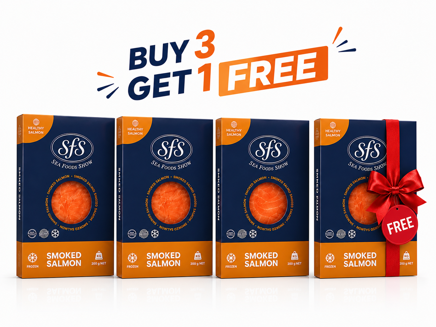 Buy 3 smoked salmon slices 200g get 200g FREE