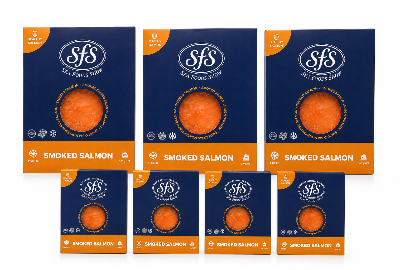 3 smoked salmon slices 200g + 4 smoked salmon slices 100g